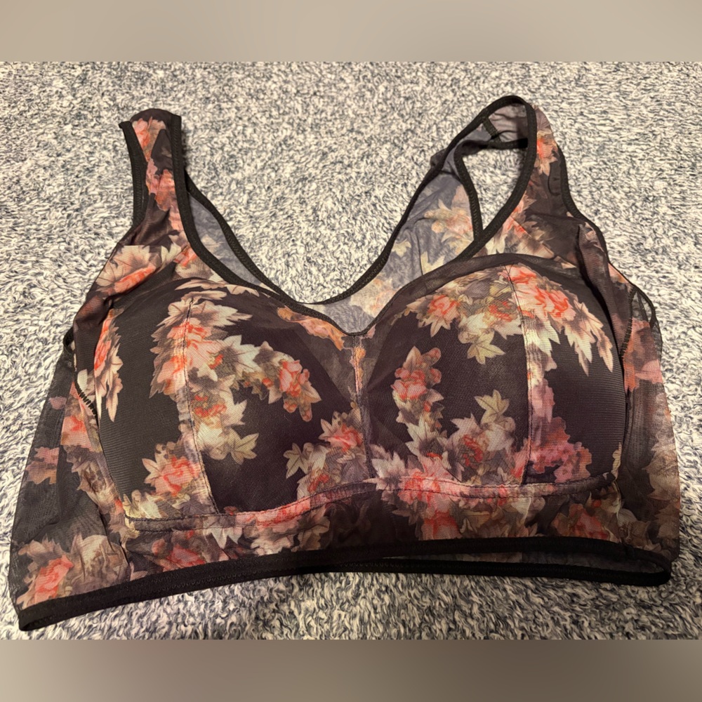 Floral Mesh Bralette - Black - Picture 5 of 8